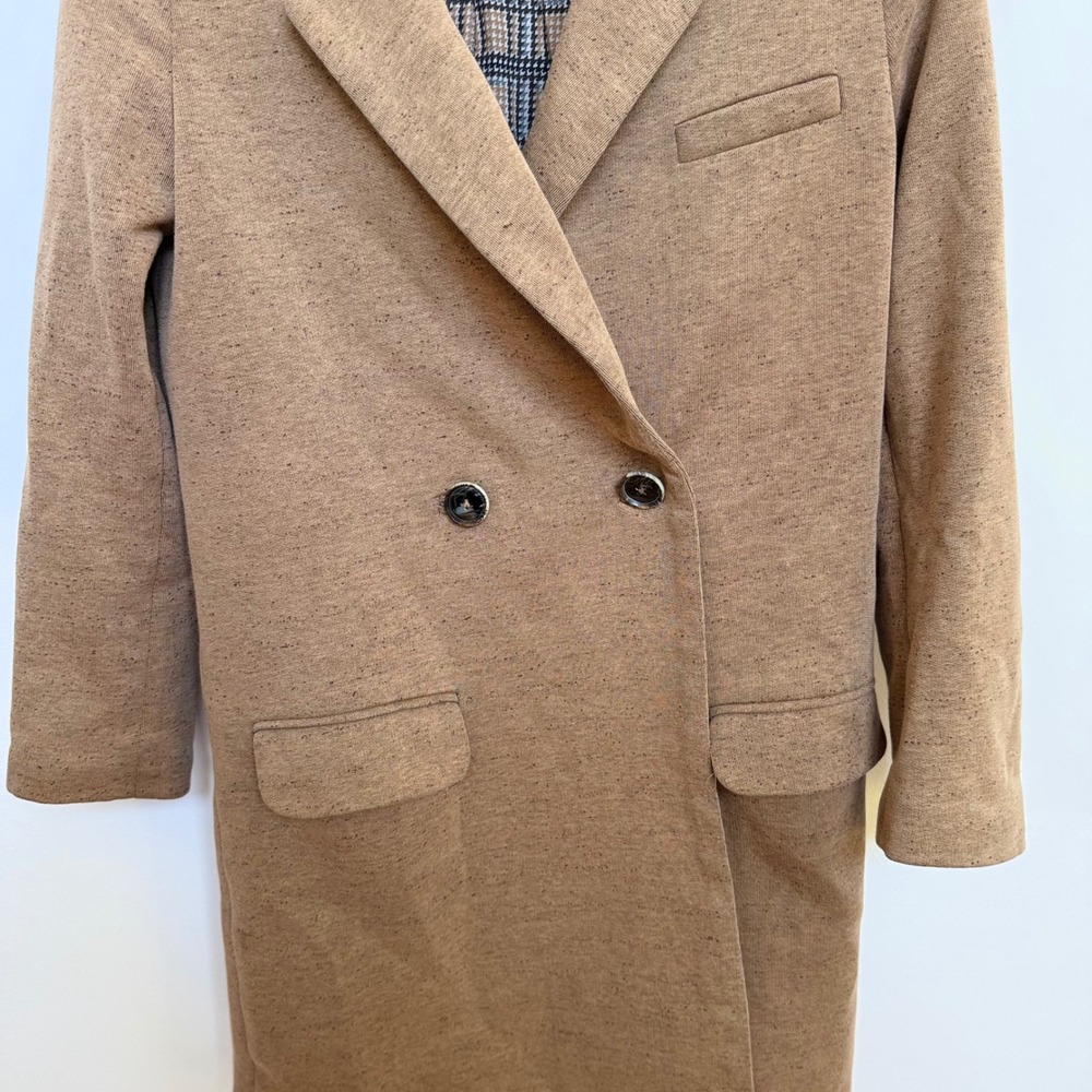 Zara Collection Brown Flecked Double Breasted Long Blazer Coat Women's Medium - Picture 6 of 10
